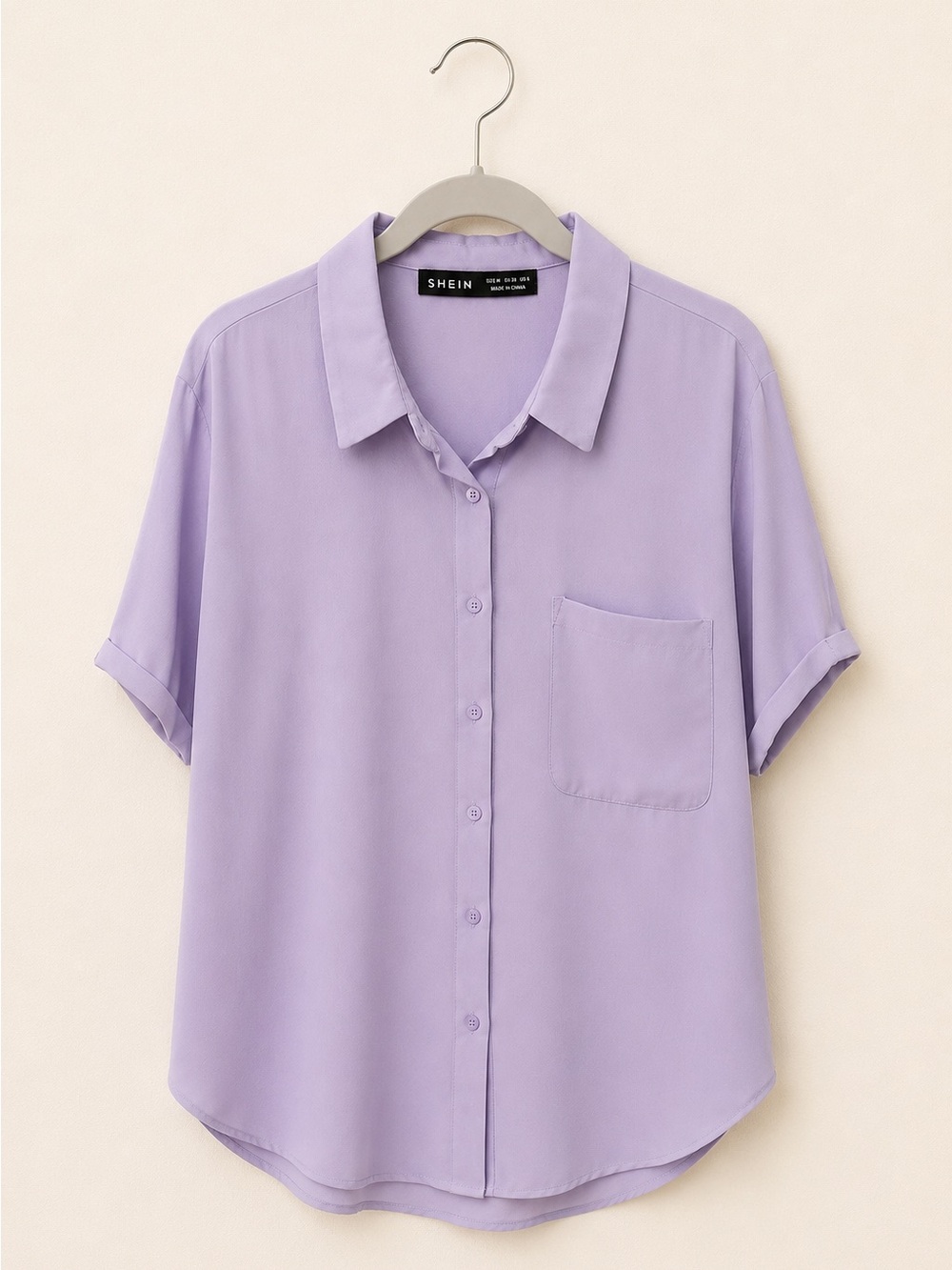 SHEIN Lilac Short Sleeve Button Down Shirt
